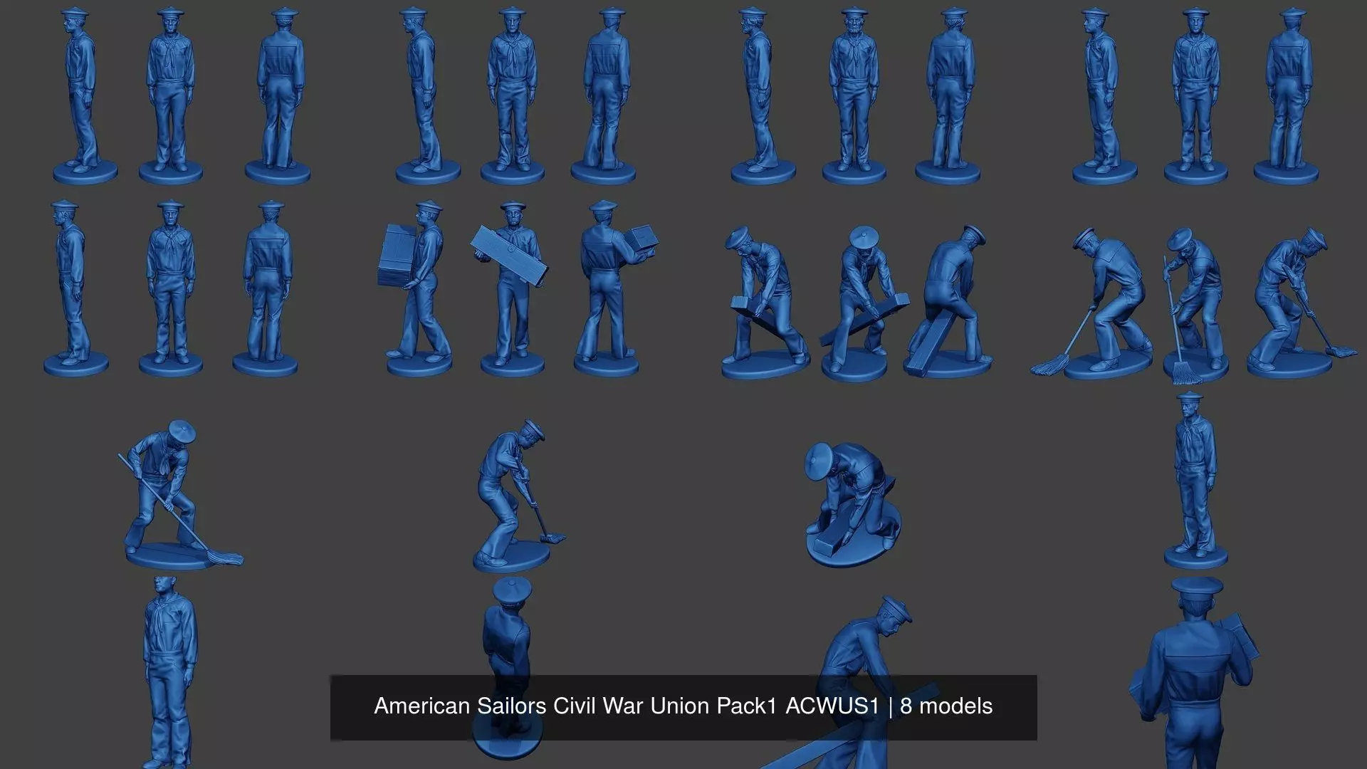American Sailors Civil War Union Pack1 ACWUS1 3D Model Collection_1