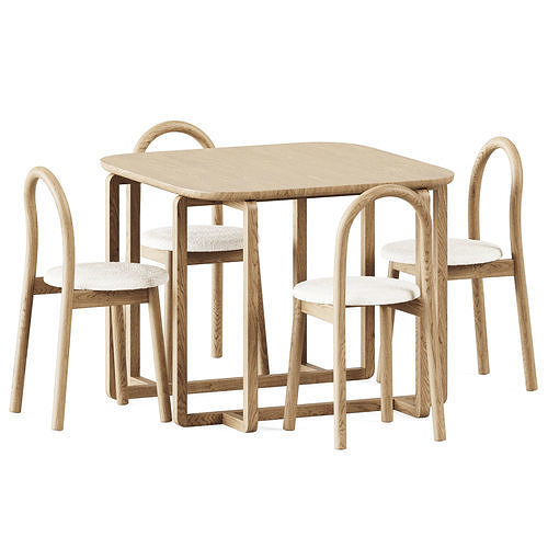 Dining table DIOX by Levantin and Bobby Chair by DesignByThem 3D model