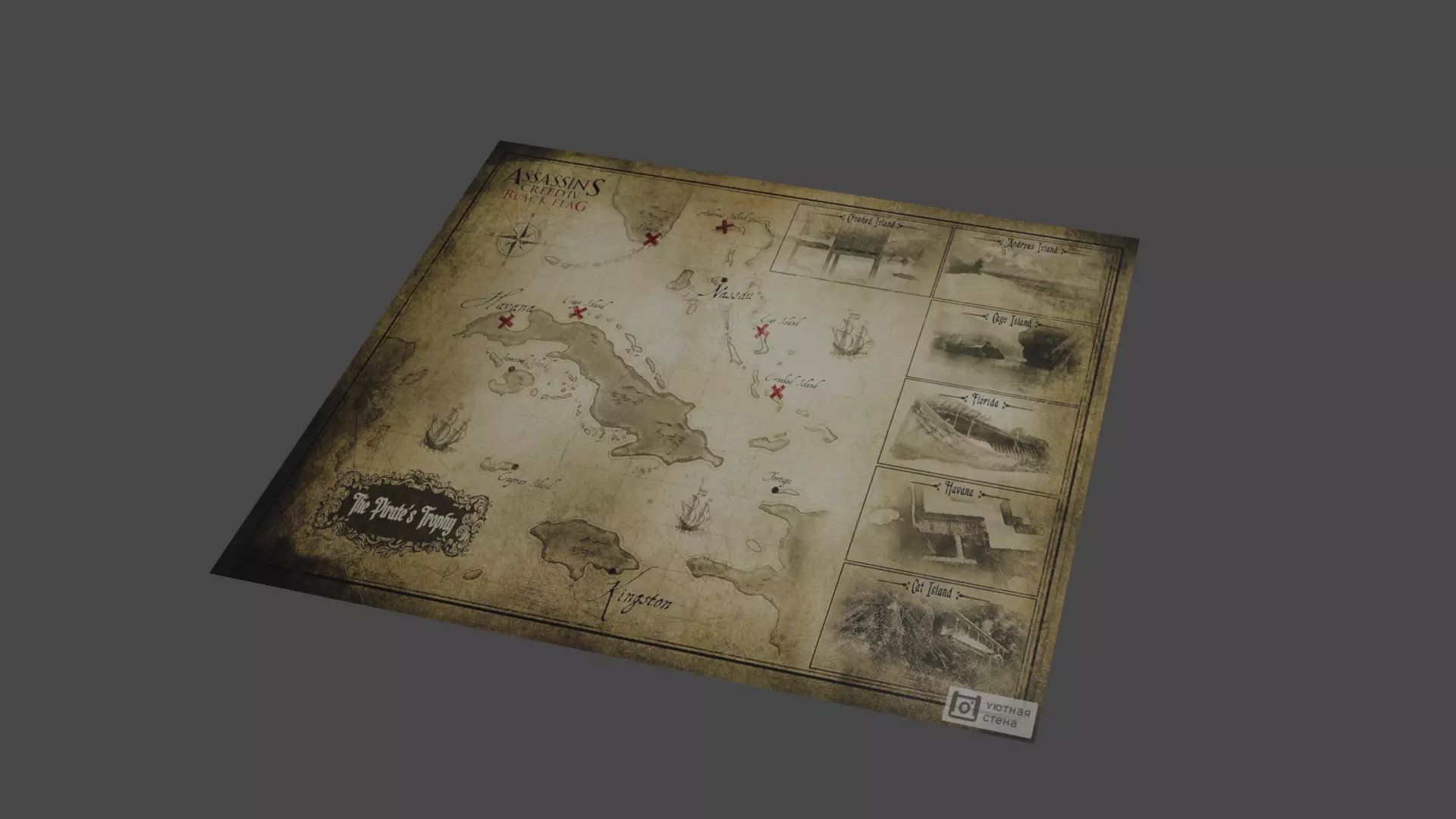 treasure map Free low-poly 3D model_0