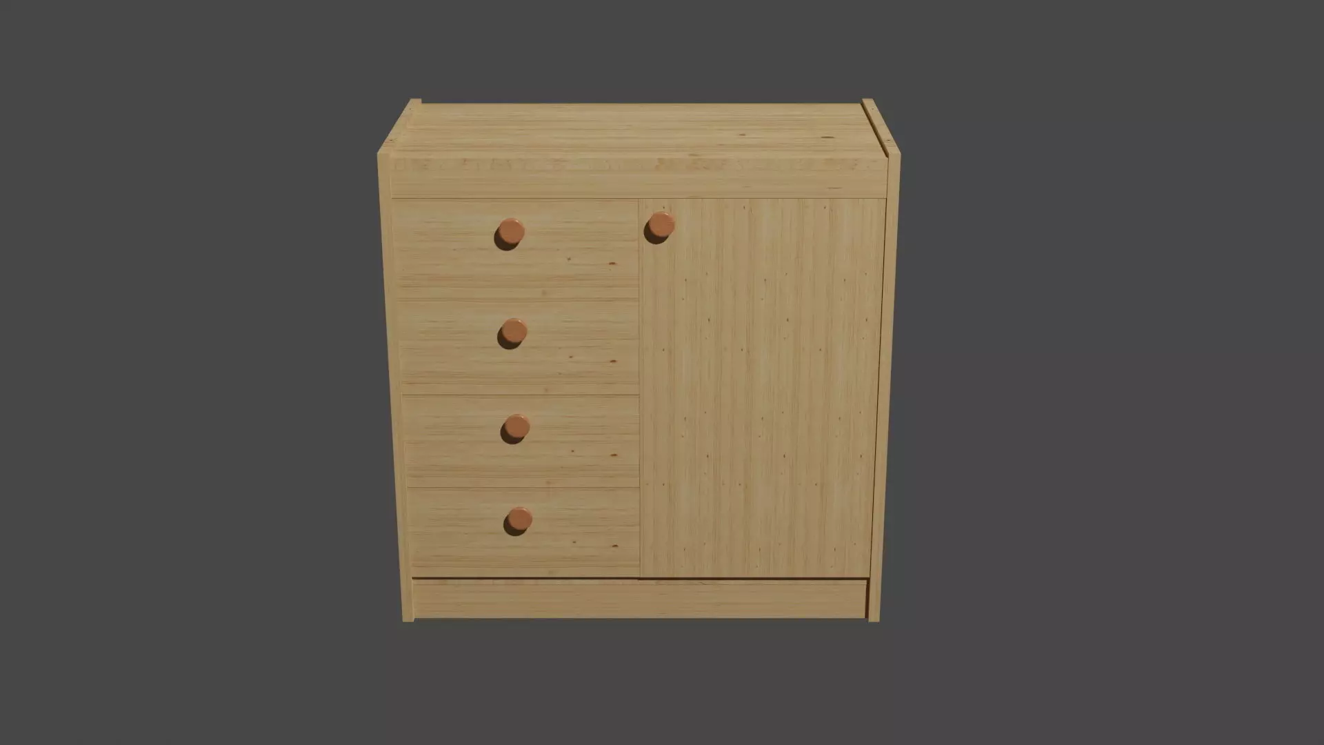 Clothing cabinet with 4 drawers and a door 3D model