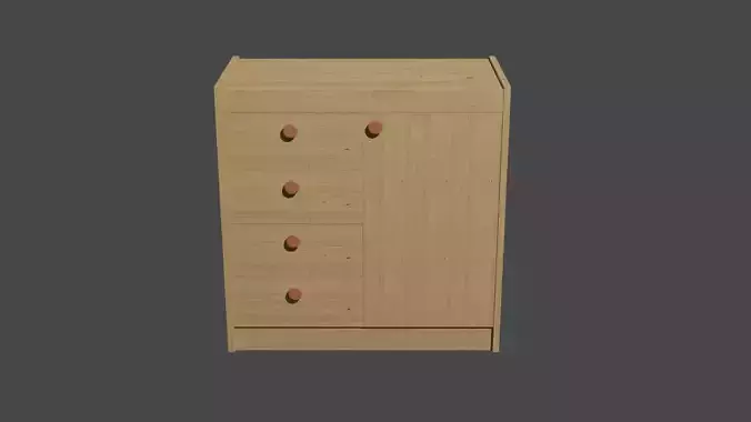 Clothing cabinet with 4 drawers and a door