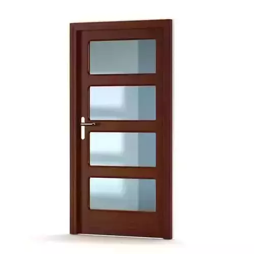 Brown Wooden Door With Glass Panels
