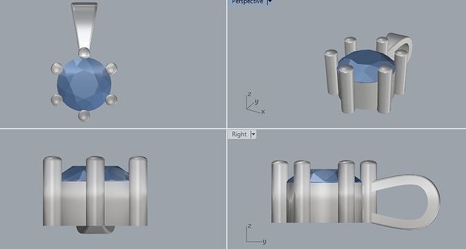 Sterling Silver Round Solitaire Charm Pendant Jewelry 3D print model