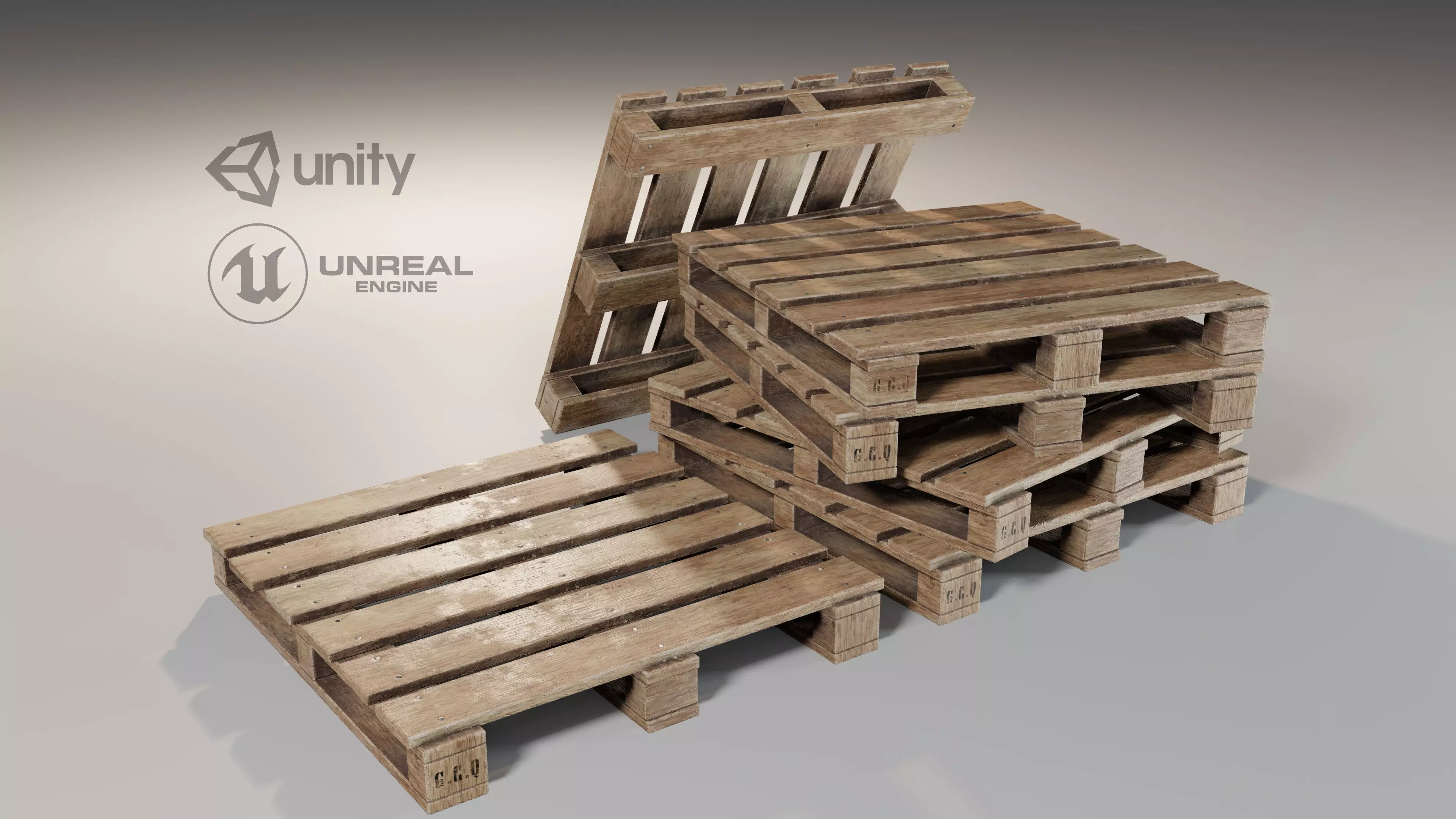 Pallet  Low-poly 3D model_0