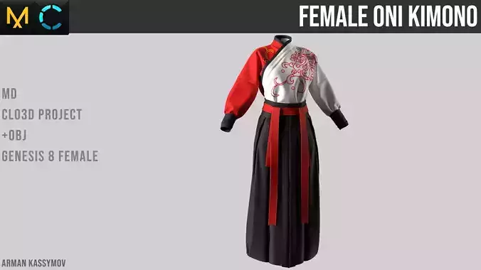 Female Oni Kimono Marvelous Designer Project