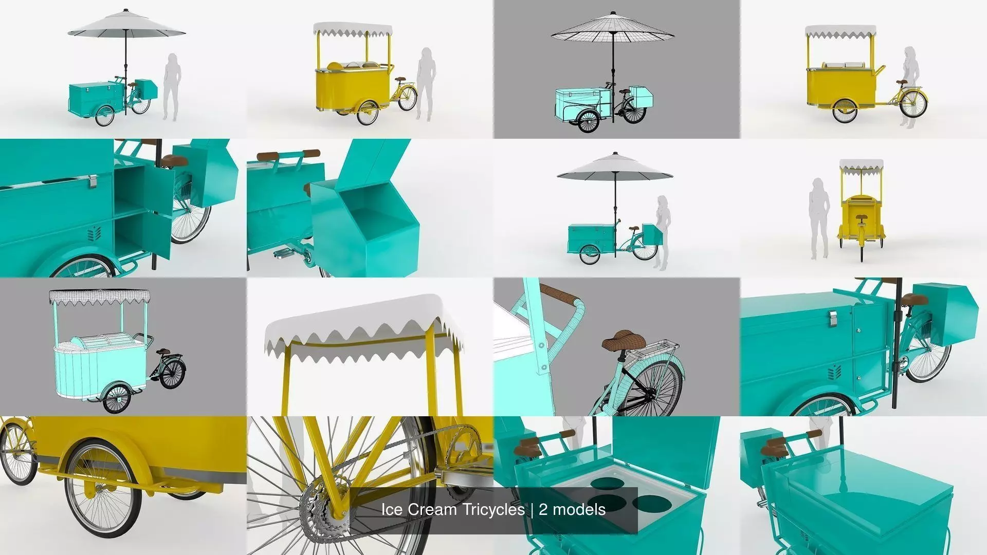 Ice Cream Tricycles 3D Model Collection_0
