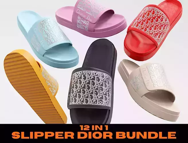 Shoes - Slipper Christian Dior - Bundle Low-poly 3D model