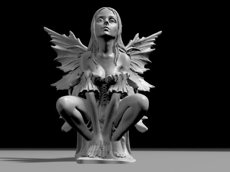 Beautyful Fairy in lookout pose 3D print model_4