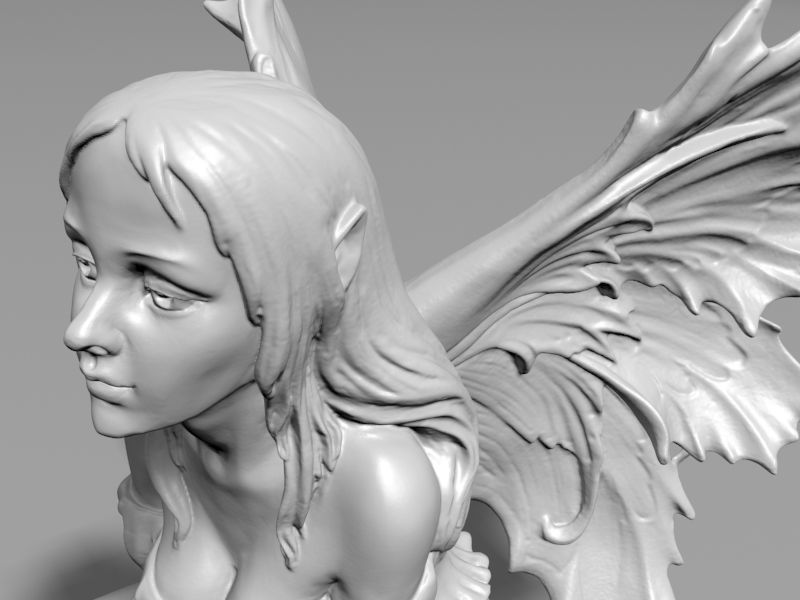 Beautyful Fairy in lookout pose 3D print model_5