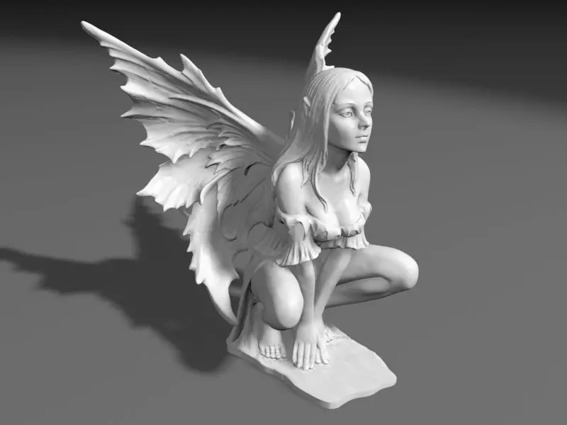 Beautyful Fairy in lookout pose 3D print model_0