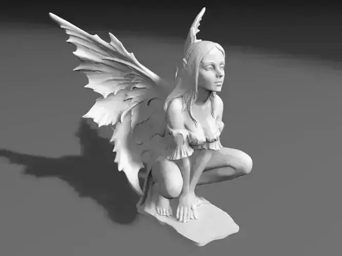 Beautyful Fairy in lookout pose 3D print model