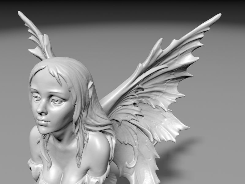 Beautyful Fairy in lookout pose 3D print model_1