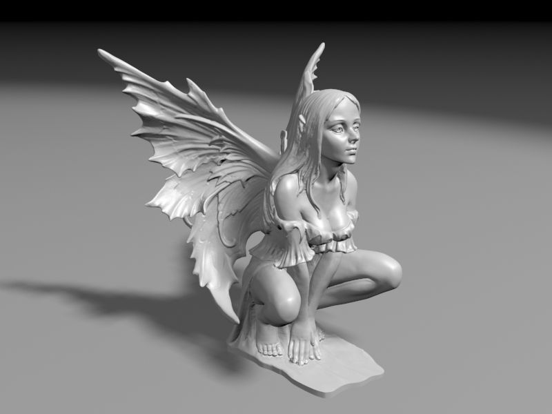 Beautyful Fairy in lookout pose 3D print model_9