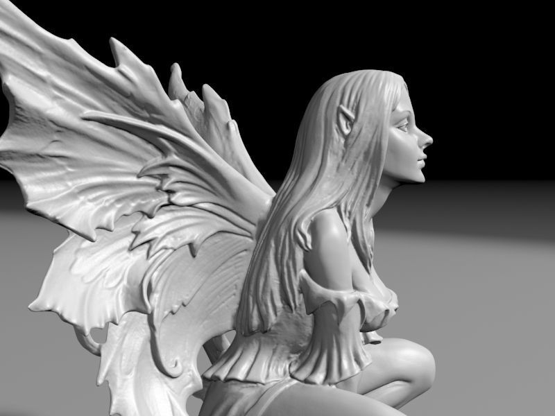 Beautyful Fairy in lookout pose 3D print model_6
