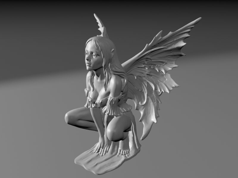 Beautyful Fairy in lookout pose 3D print model_8