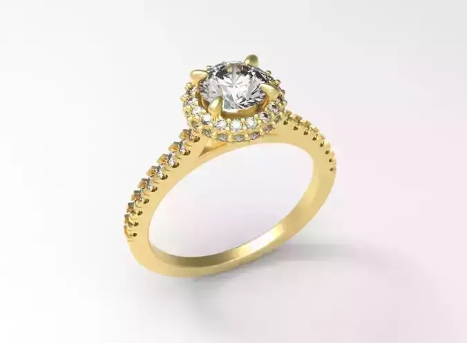 half CT Carat Halo Diamond Engagement Ring