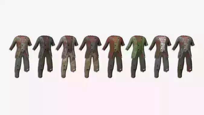 Zombie Clothing 08 Colors - Undead Character Design 3D Model Collection