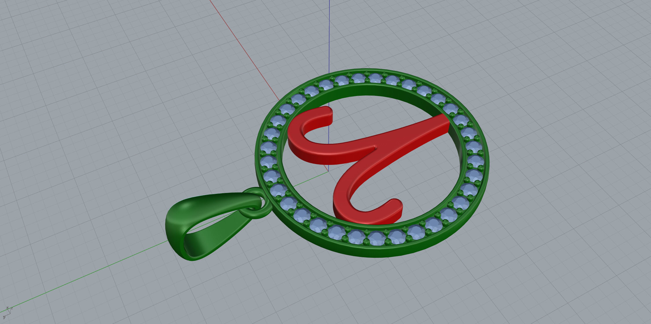 Aries zodiac sign pendant with diamonds 3D print model_7
