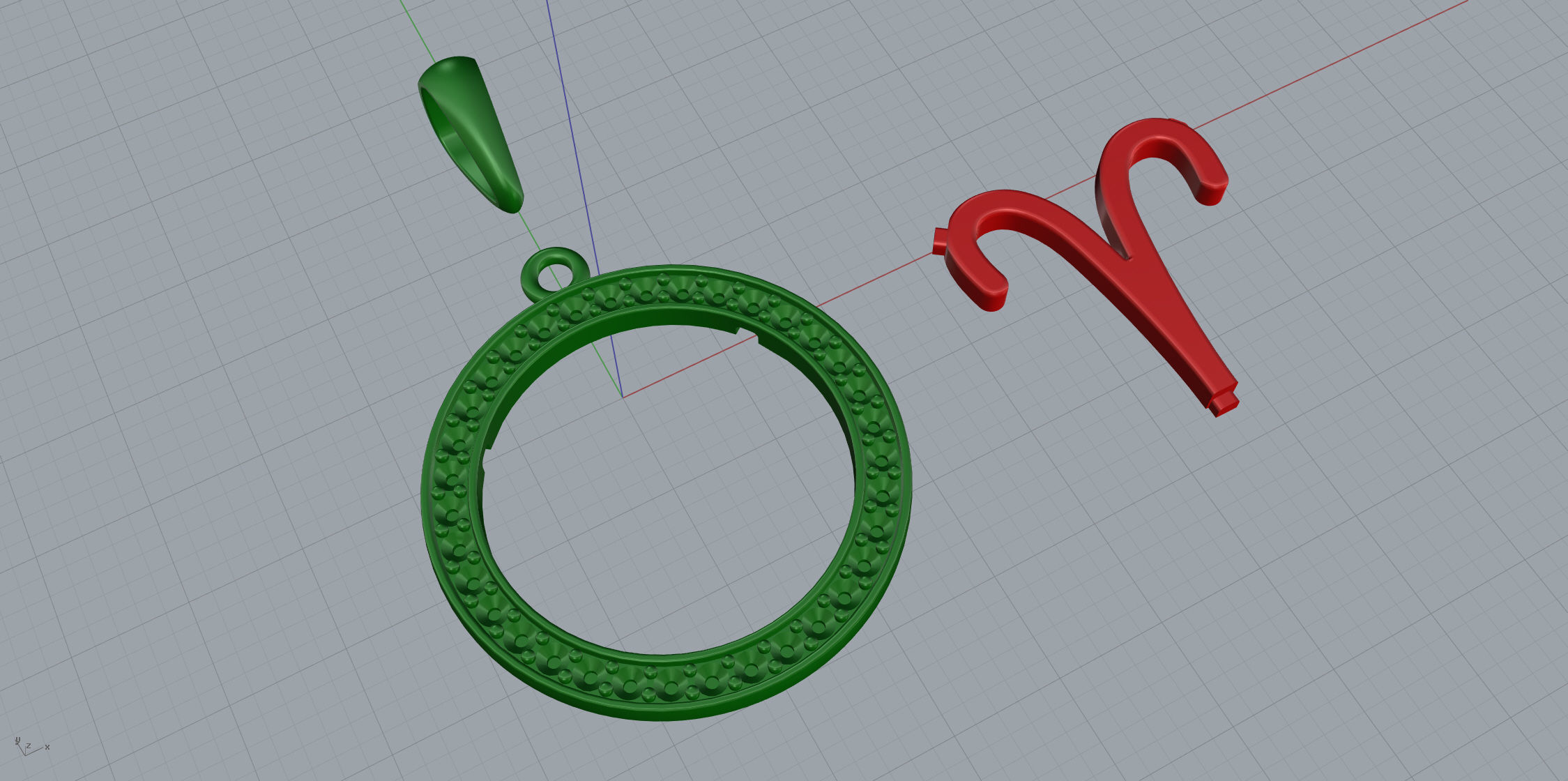 Aries zodiac sign pendant with diamonds 3D print model_12