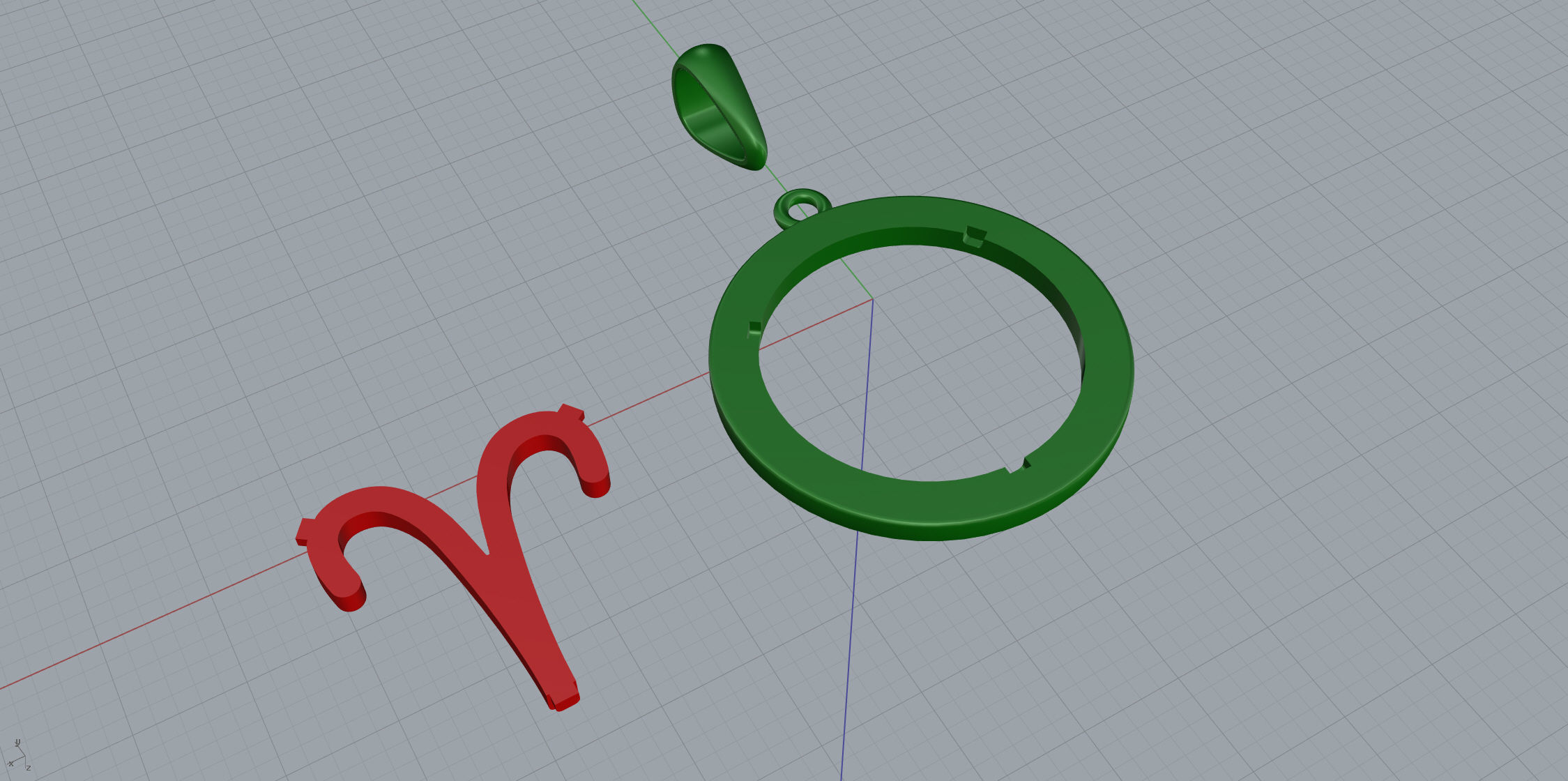 Aries zodiac sign pendant with diamonds 3D print model_13