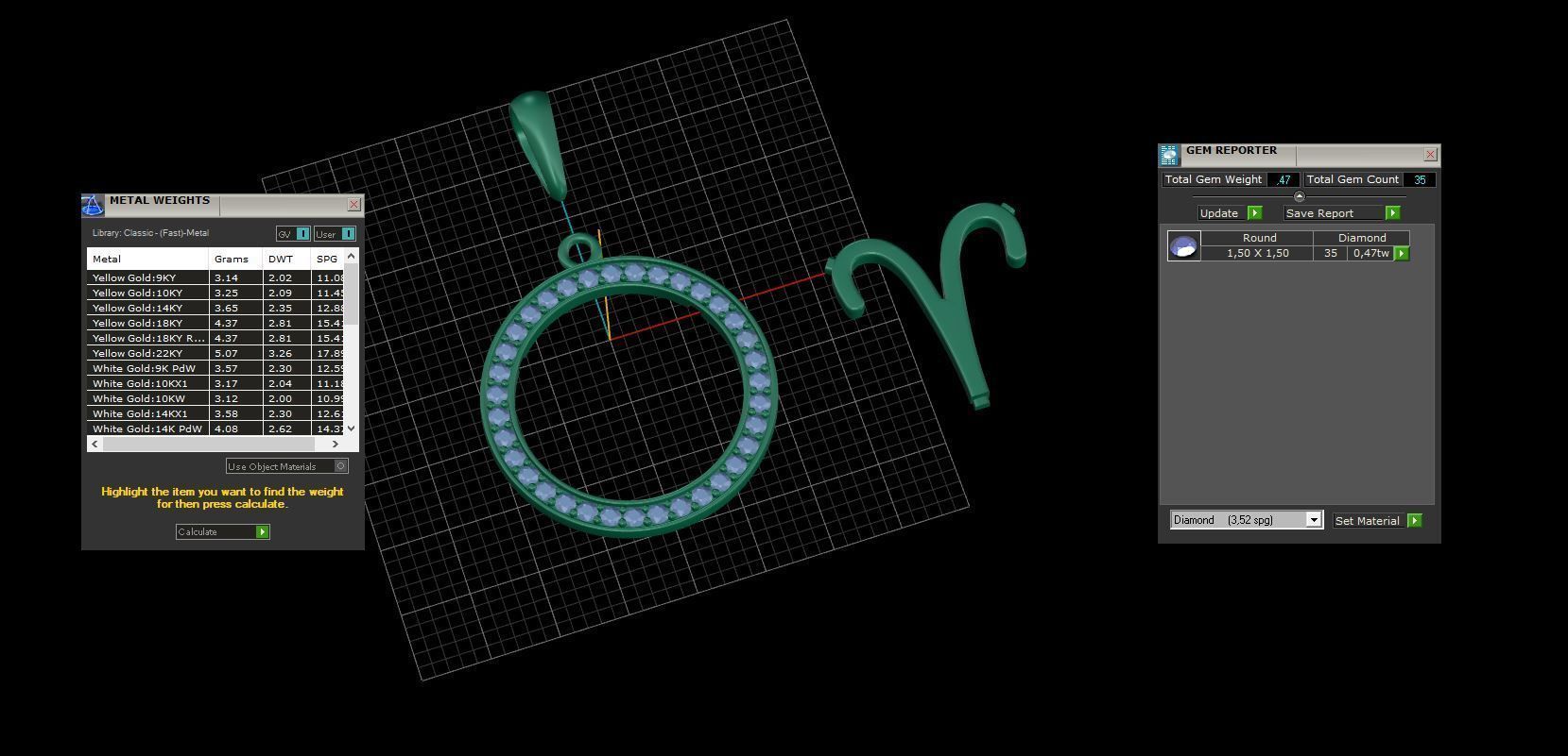 Aries zodiac sign pendant with diamonds 3D print model_5