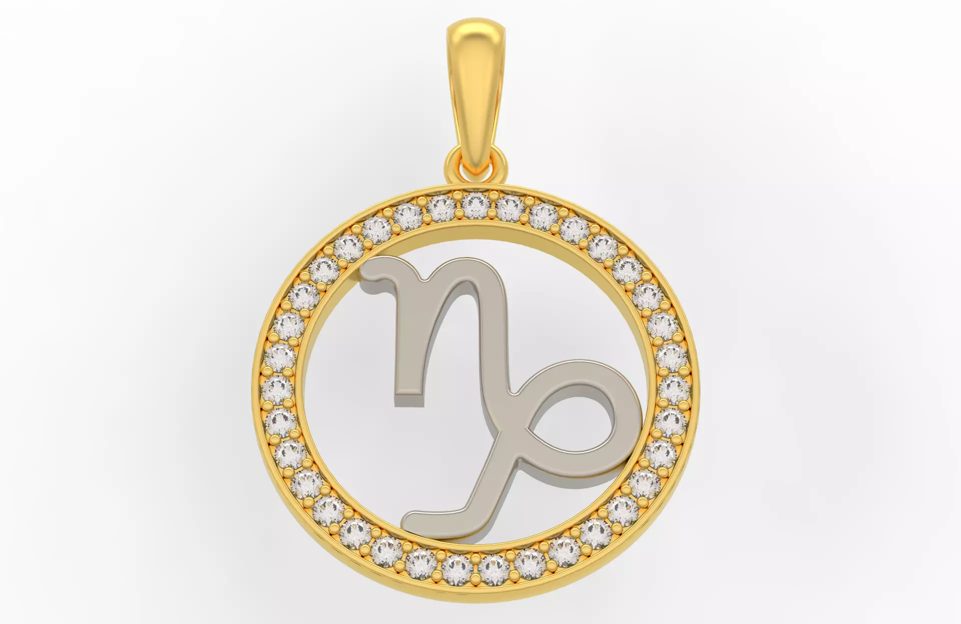 Capricorn zodiac pendant with diamonds 3D print model