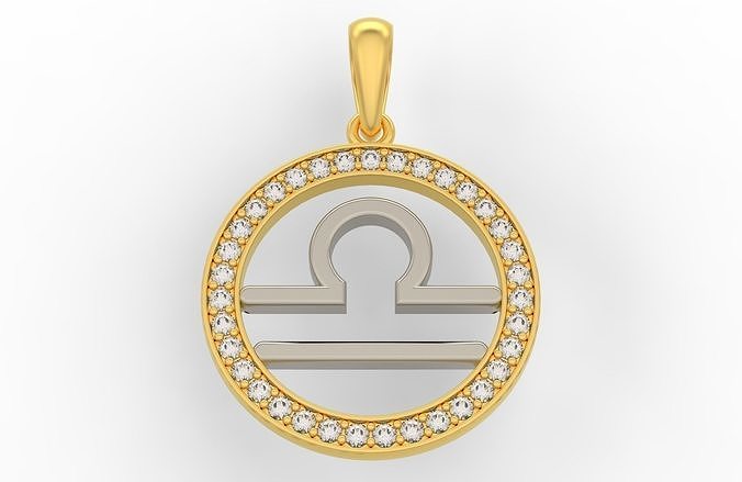 Libra zodiac pendant with diamonds 3D print model