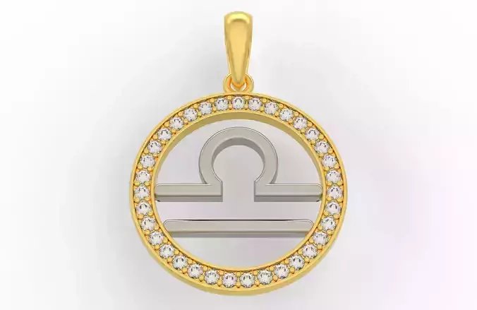 Libra zodiac pendant with diamonds 3D print model