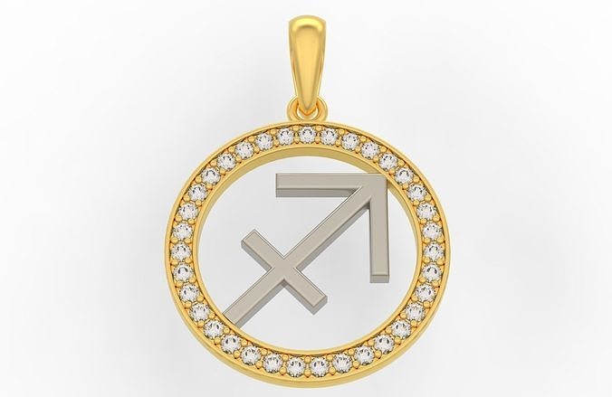 Sagittarius zodiac sign pendant with diamonds 3D print model