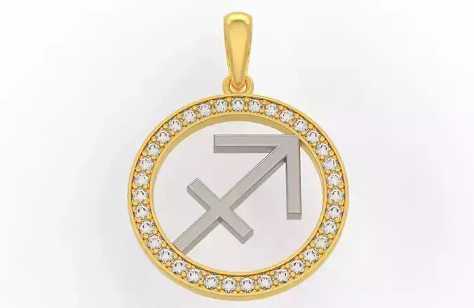 Sagittarius zodiac sign pendant with diamonds 3D print model