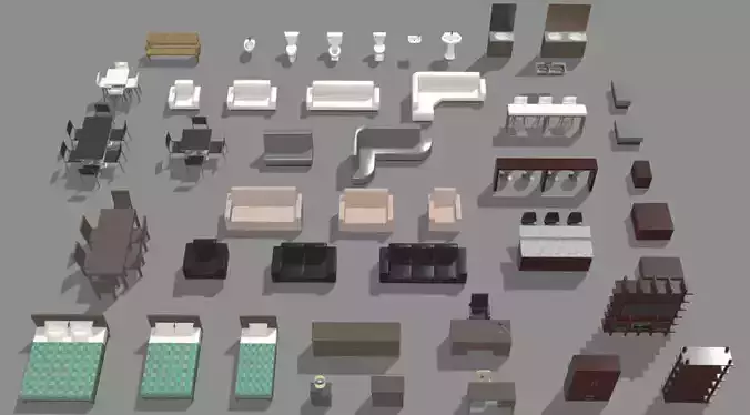 Low Poly Furniture - Household Assets