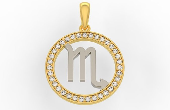 Scorpion zodiac sign pendant with diamonds 3D print model