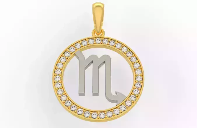 Scorpion zodiac sign pendant with diamonds 3D print model