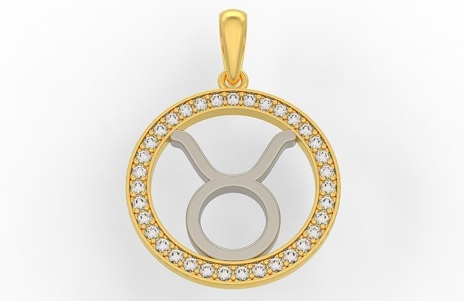 Taurus zodiac sign pendant with diamonds 3D print model