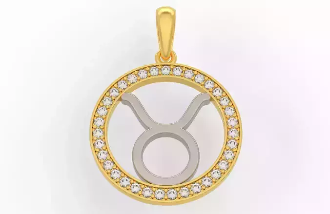 Taurus zodiac sign pendant with diamonds 3D print model