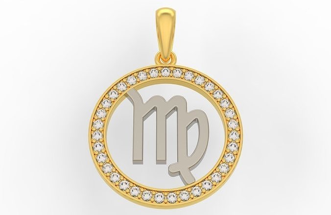 Virgo pendant with letter s 3D print model