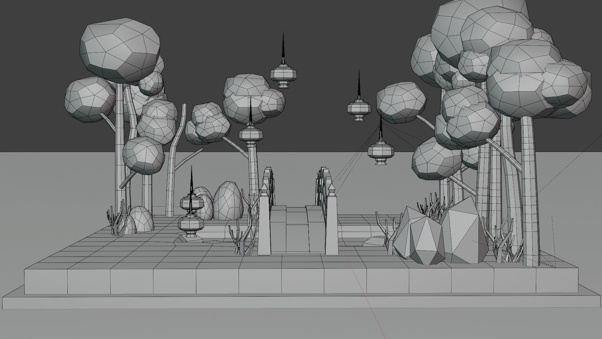 Isometric Garden Low-poly 3D model Low-poly 3D model_16