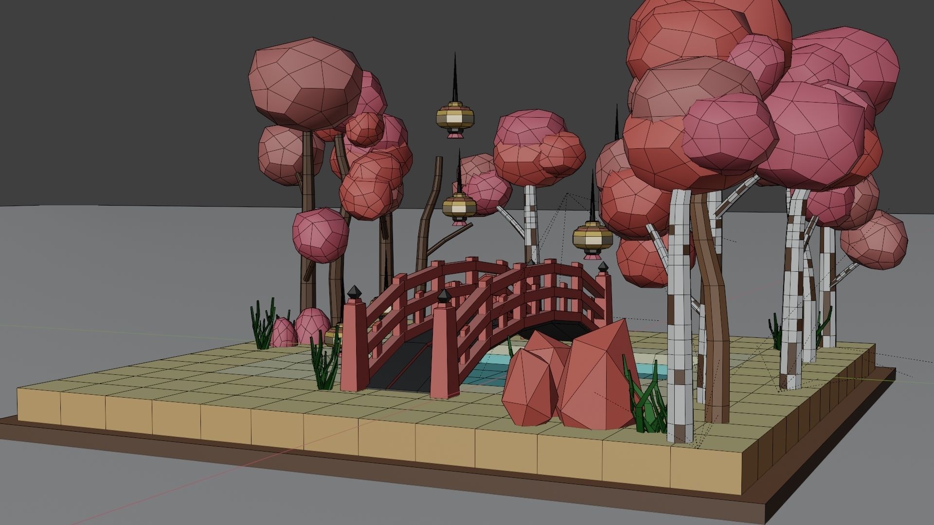 Isometric Garden Low-poly 3D model Low-poly 3D model_18