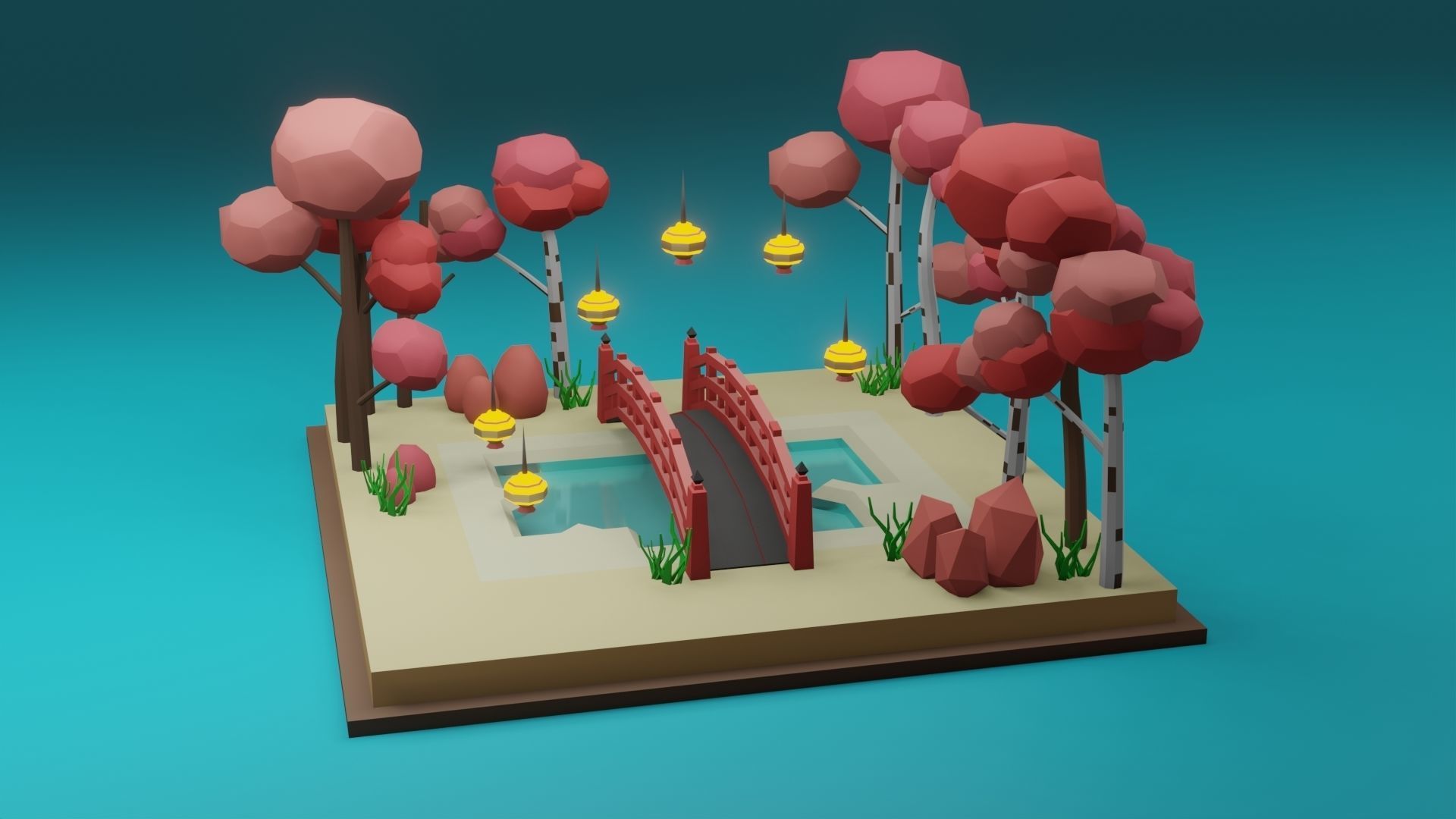 Isometric Garden Low-poly 3D model Low-poly 3D model_7