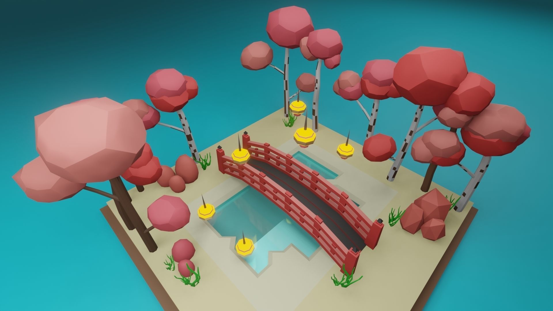 Isometric Garden Low-poly 3D model Low-poly 3D model_10