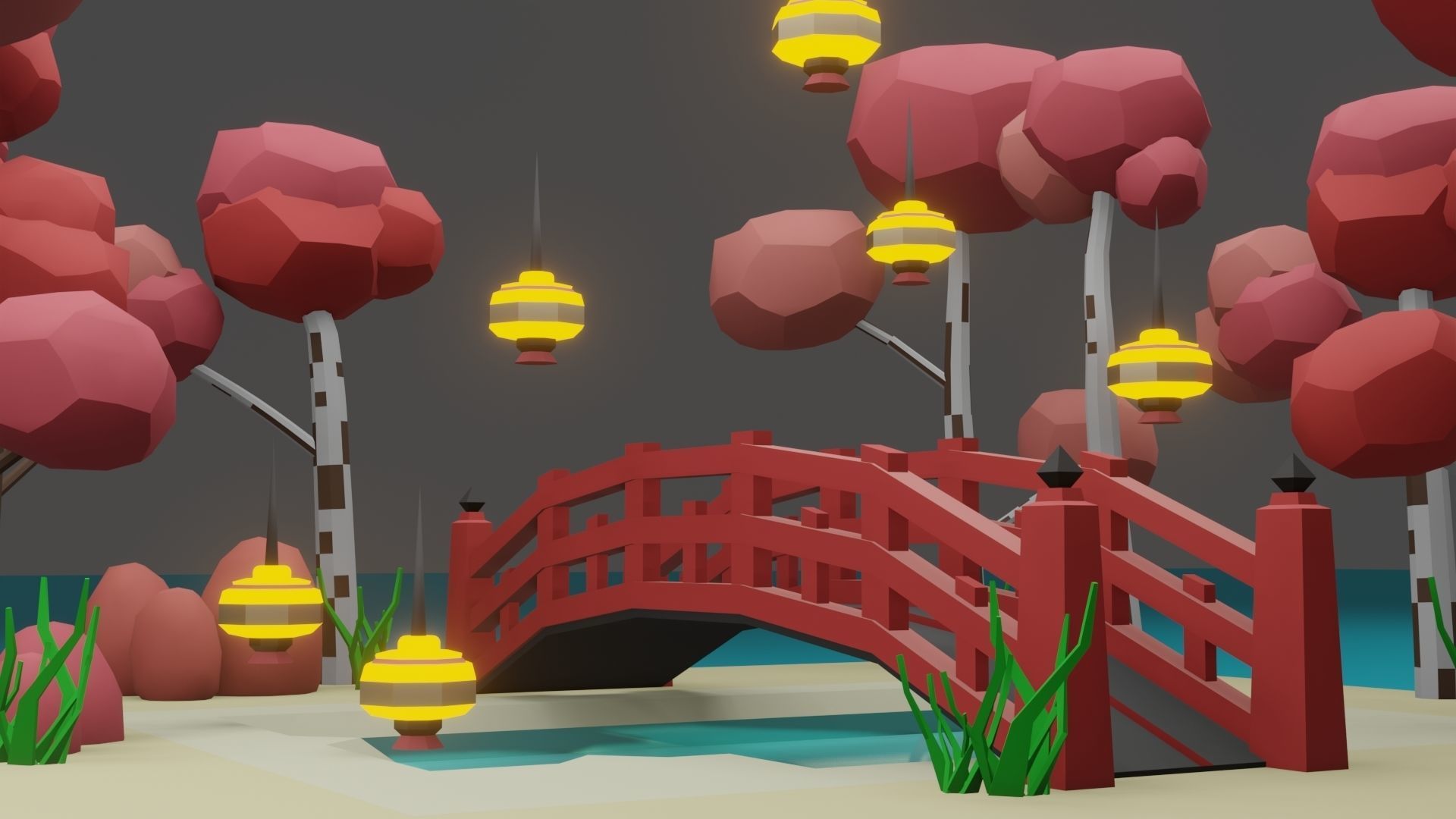 Isometric Garden Low-poly 3D model Low-poly 3D model_22