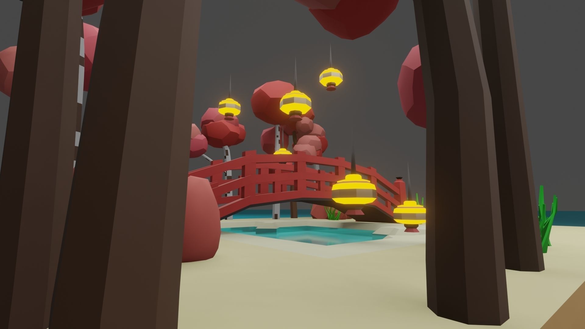 Isometric Garden Low-poly 3D model Low-poly 3D model_9