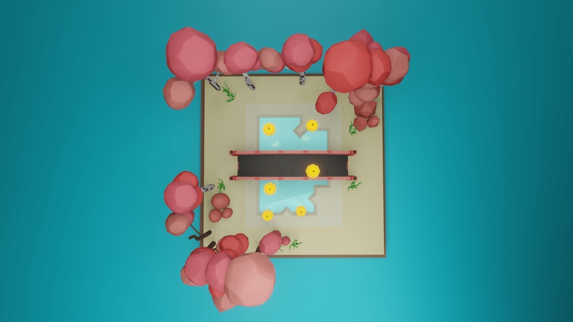 Isometric Garden Low-poly 3D model Low-poly 3D model_11