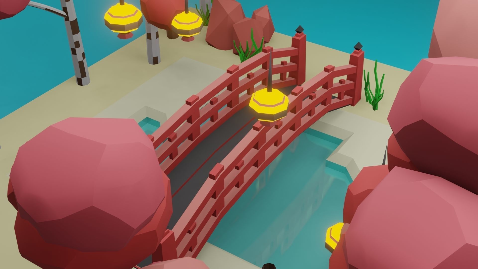 Isometric Garden Low-poly 3D model Low-poly 3D model_20