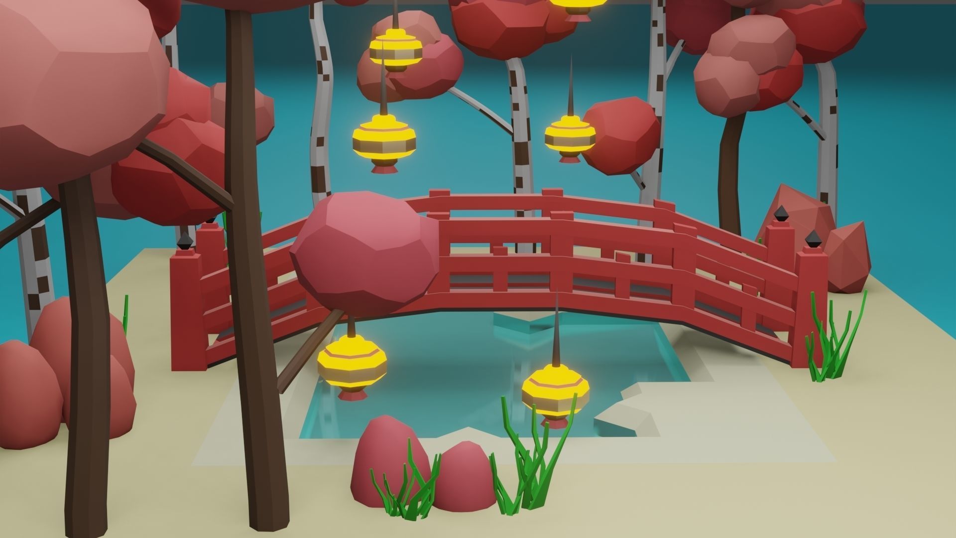 Isometric Garden Low-poly 3D model Low-poly 3D model_21