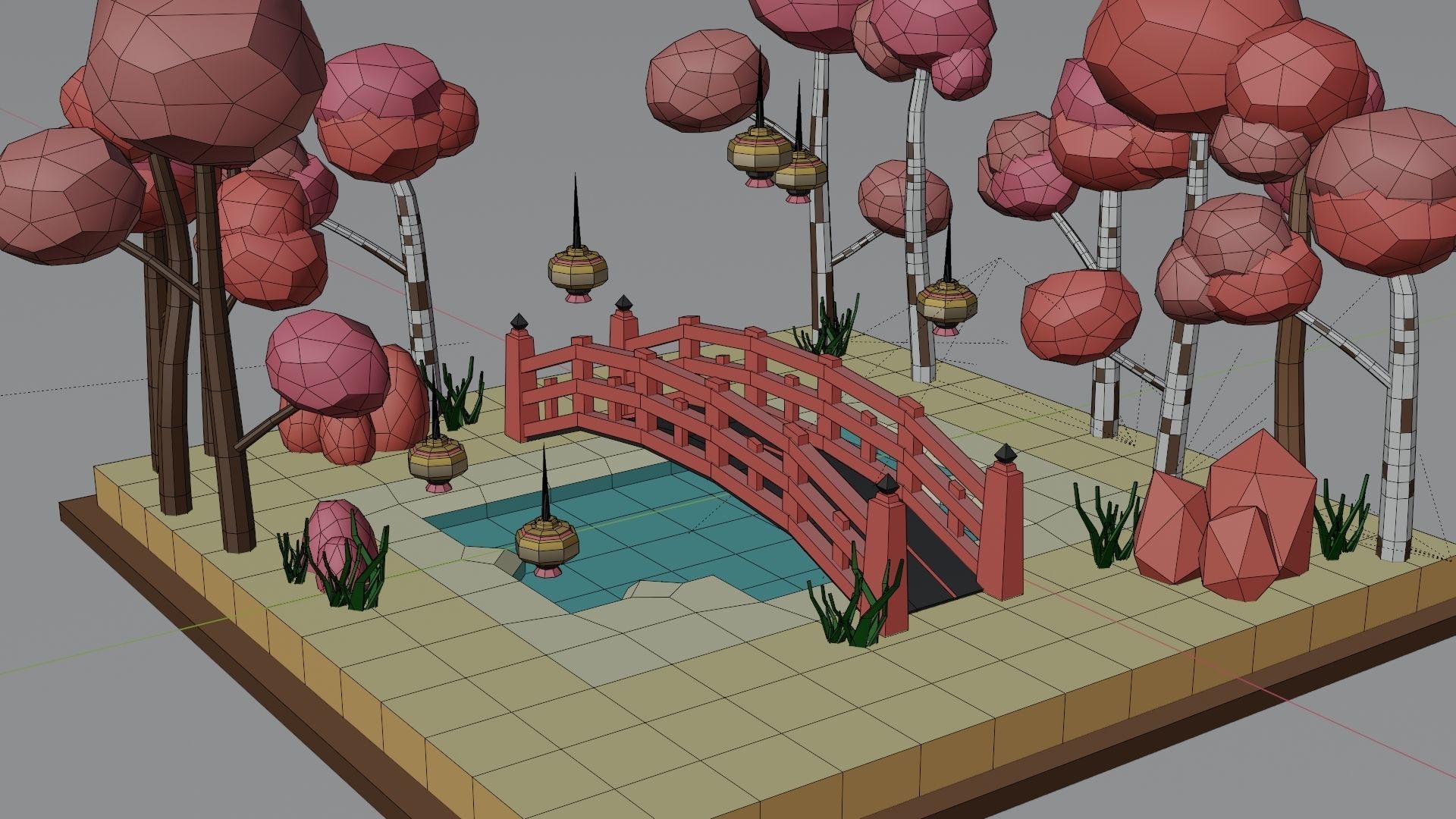 Isometric Garden Low-poly 3D model Low-poly 3D model_17