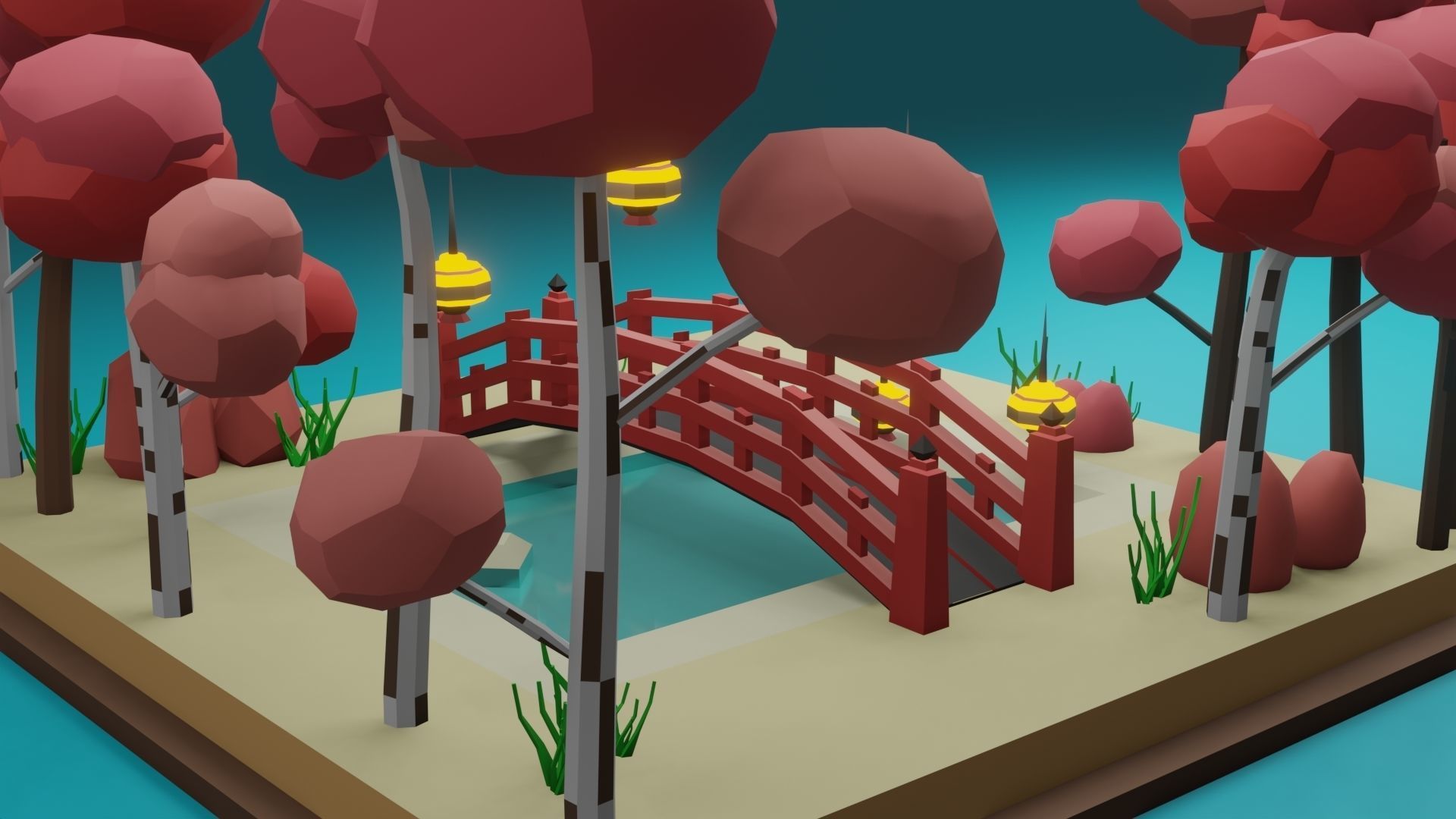 Isometric Garden Low-poly 3D model Low-poly 3D model_4