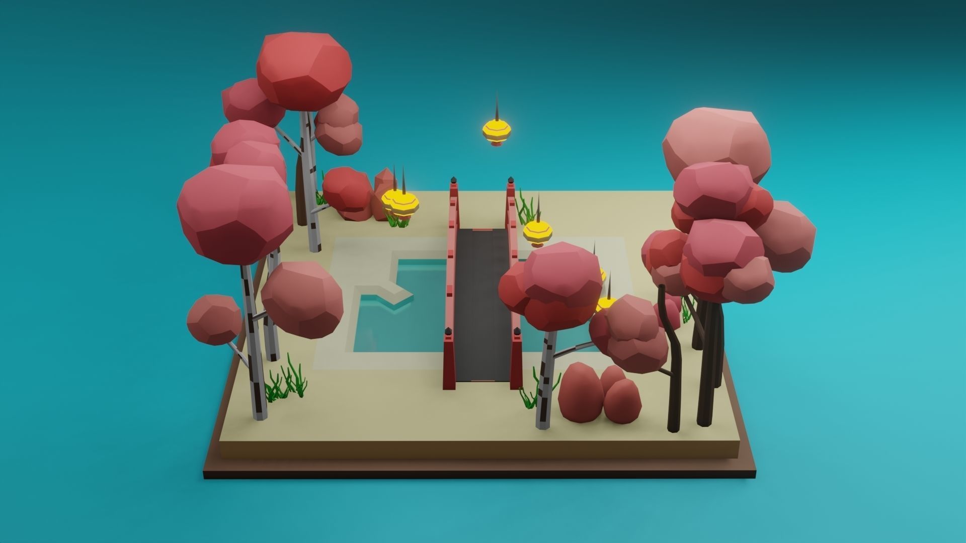 Isometric Garden Low-poly 3D model Low-poly 3D model_19