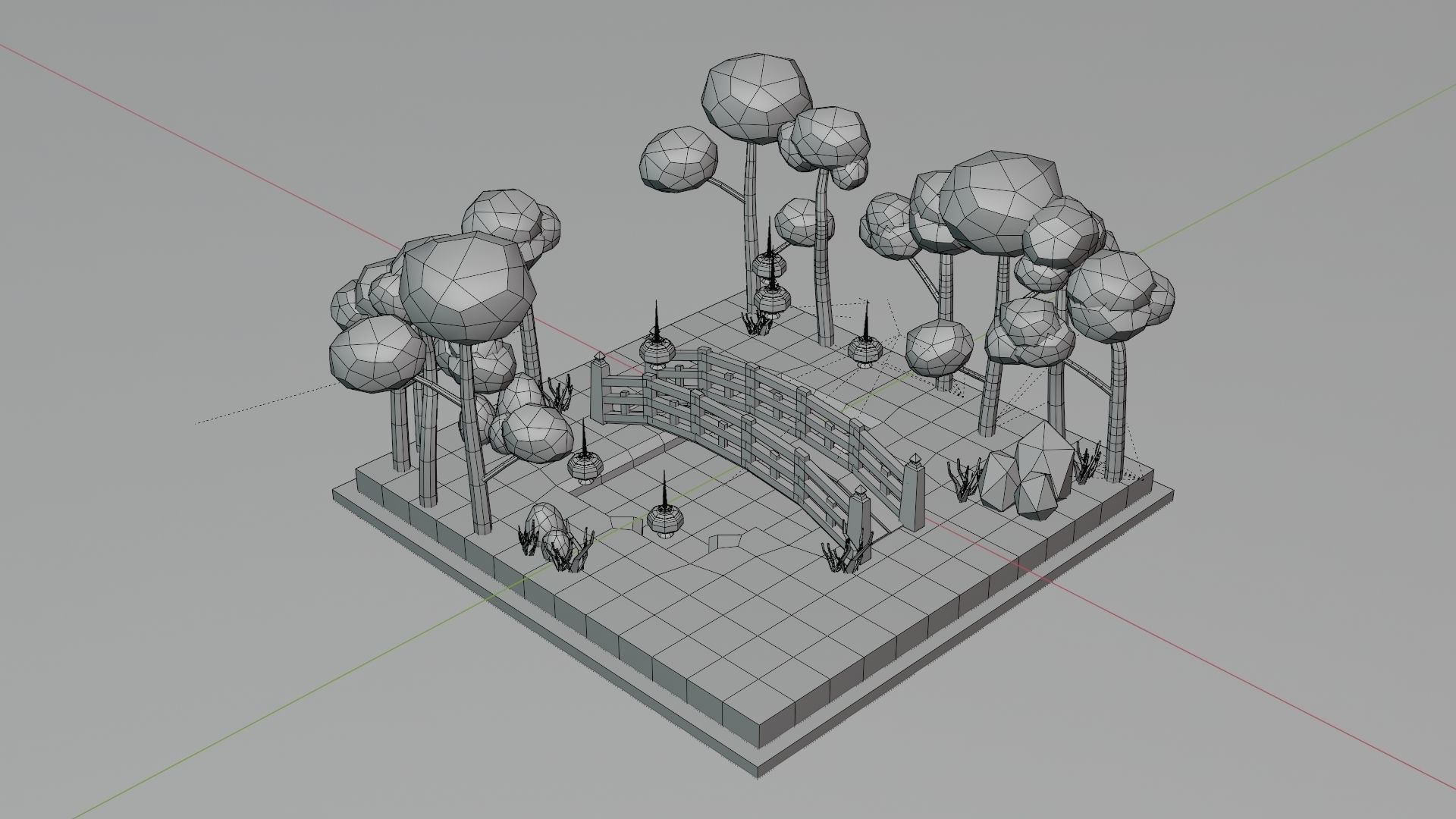 Isometric Garden Low-poly 3D model Low-poly 3D model_12