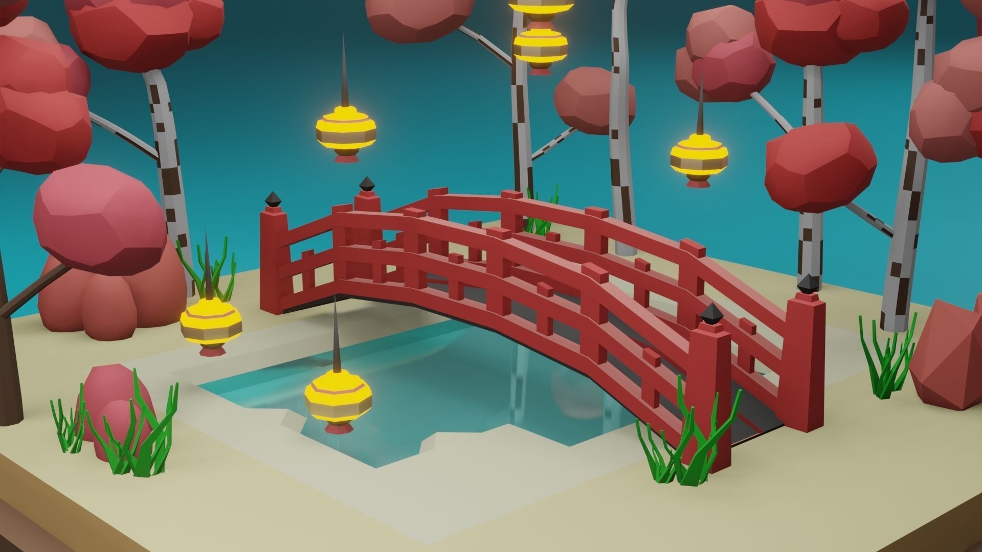 Isometric Garden Low-poly 3D model Low-poly 3D model_3